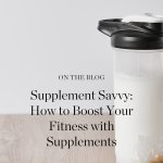 protein shaker pictured alongside vitamins